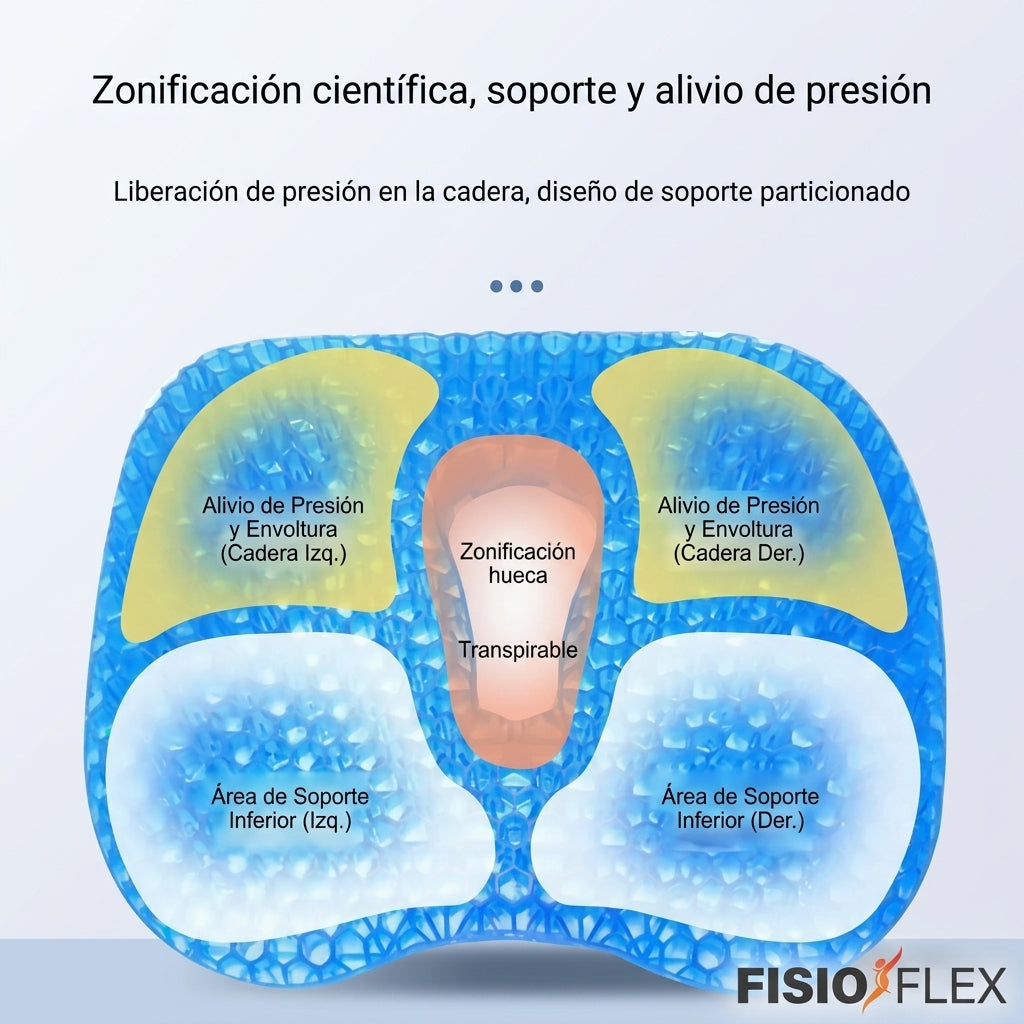 Cojín de Asiento Ergonómico – Gel Terapéutico para Alivio Lumbar y Ciática